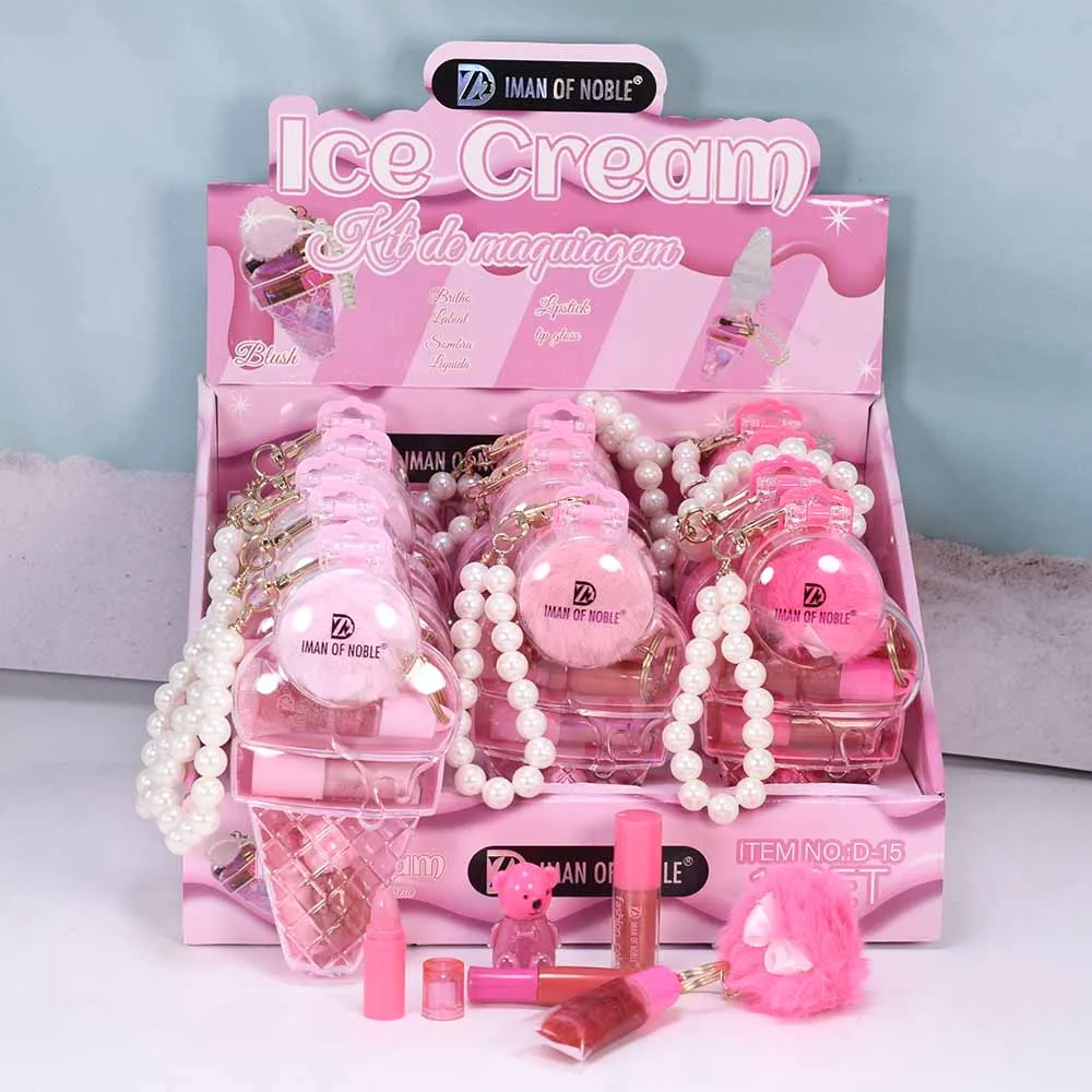 

12Pcs Cute Ice Cream Bear Lip Gloss Pack Lip Tint Waterproof Longlasting Lip Gloss Girls Lips Makeup Wholesale