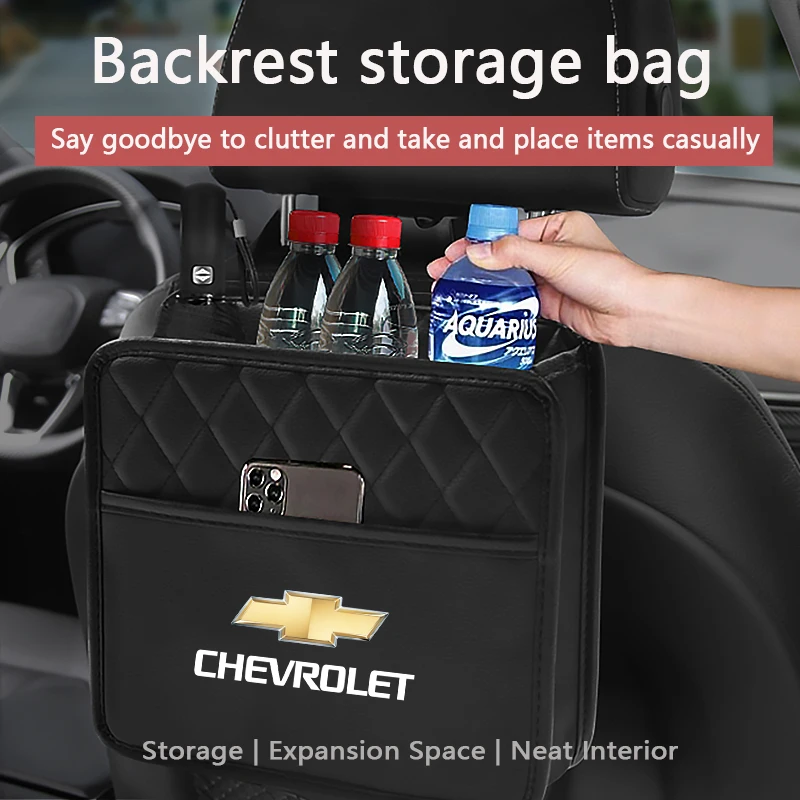 Llavero de cuero para coche, bolsa de almacenamiento para asiento, caja organizadora de herramientas, contenedor de basura, accesorios para Chevrolet Orlando, Kalos, Equinox, Bolt