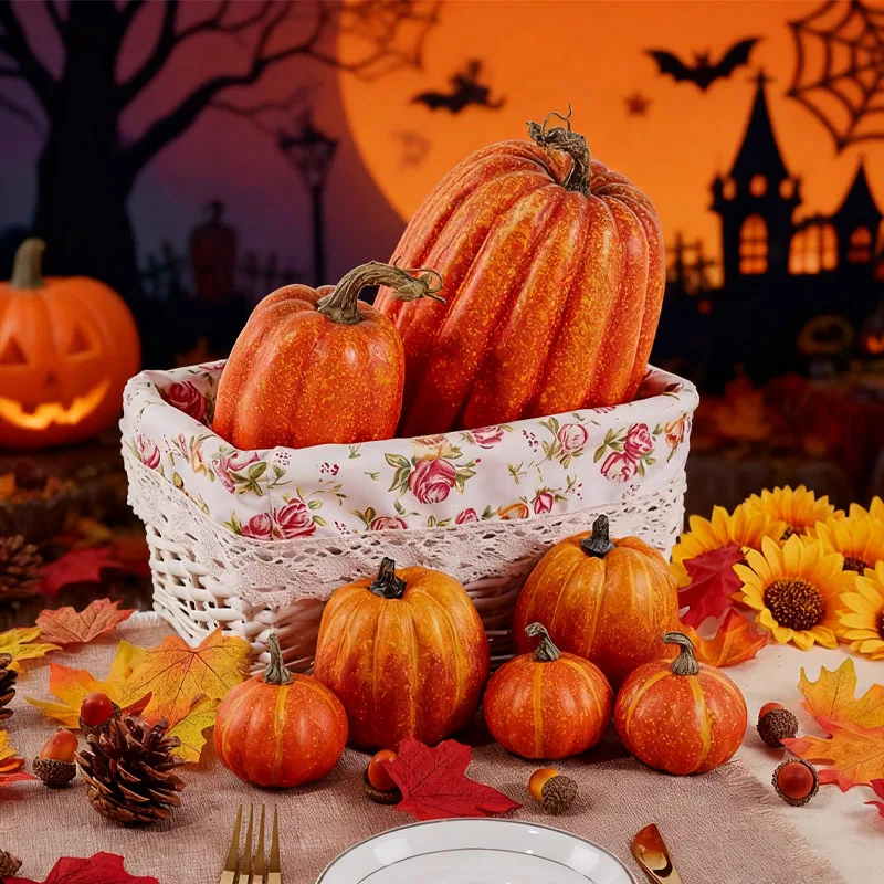 Artificial Pumpkin Model Halloween Decoration Vegetable Ornament Prop for Cabinet Display Photography Home Party Tabletop