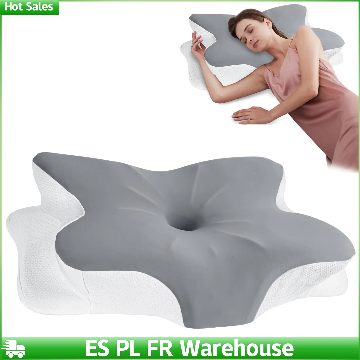 Kühlendes, atmungsaktives Memory-Schaum-Kissen, 63 x 42 cm, Nackenentlastung, orthopädische Kontur, Nackenkissen, Bettkissen für Seitenschläfer