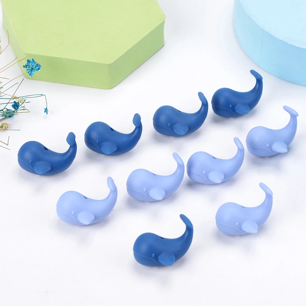 LOFCA 10Pcs Mini Whale Silicone bead jewelry Making  bracelet Necklace DIY Keychain Jewelry accessories Toys