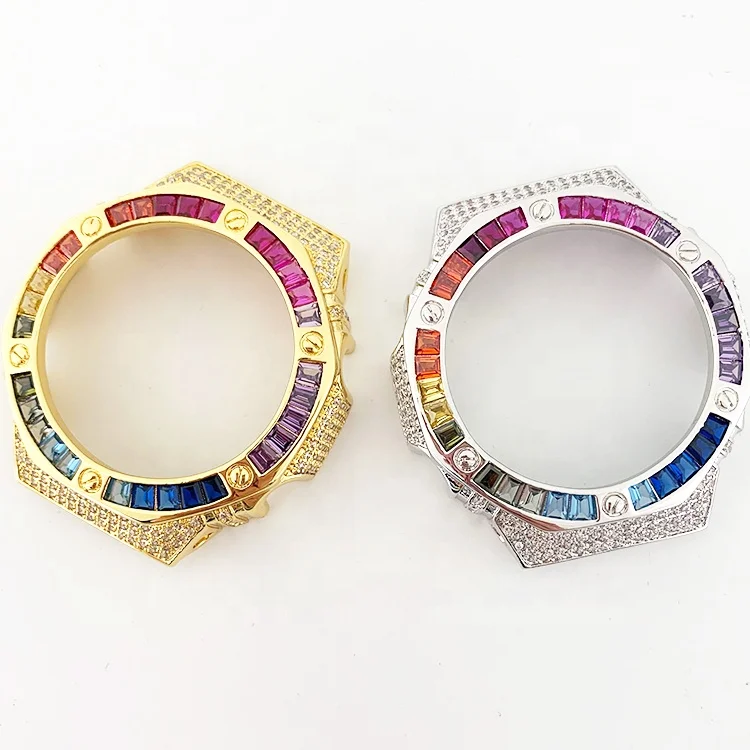 Loose Gemstones Rainbow Sapphire Gemstone Watch Parts Bezel Accessories