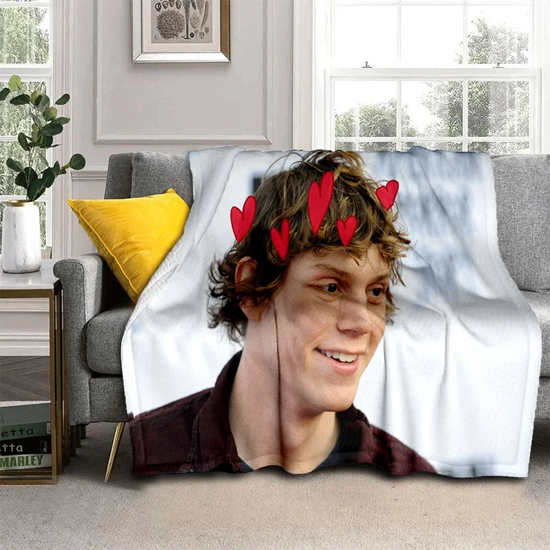 HD Actor Cute Evan Peters Movie TV Blanket,Soft Throw Blanket for Home Bedroom Bed Sofa Picnic Travel Office Cover Blanket Kids