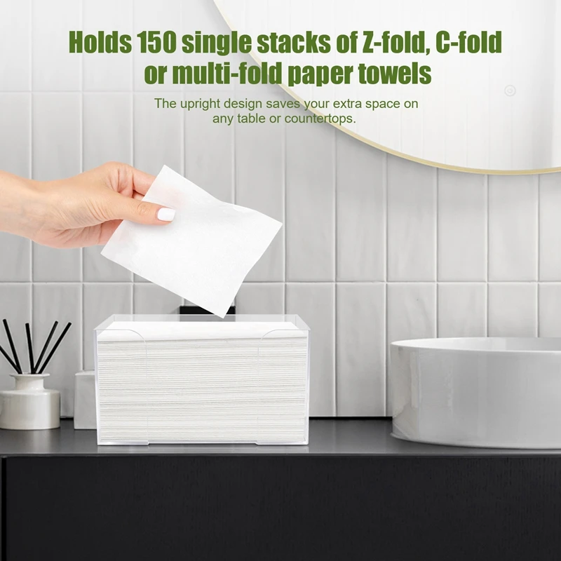 Countertop Paper Towel Dispenser,Clear Guest Towel Napkin Holder, Suitable For Z-Fold, C-Fold Or Multi-Fold Paper Towels