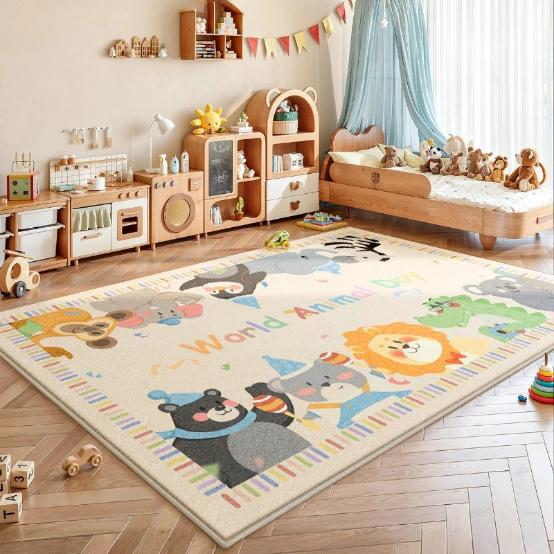 

Декор для спальни в мультяшном стиле, большой ковер, ковры с животным принтом для гостиной, пушистый мягкий детский напольный коврик, утолщенный плюшевый ковер