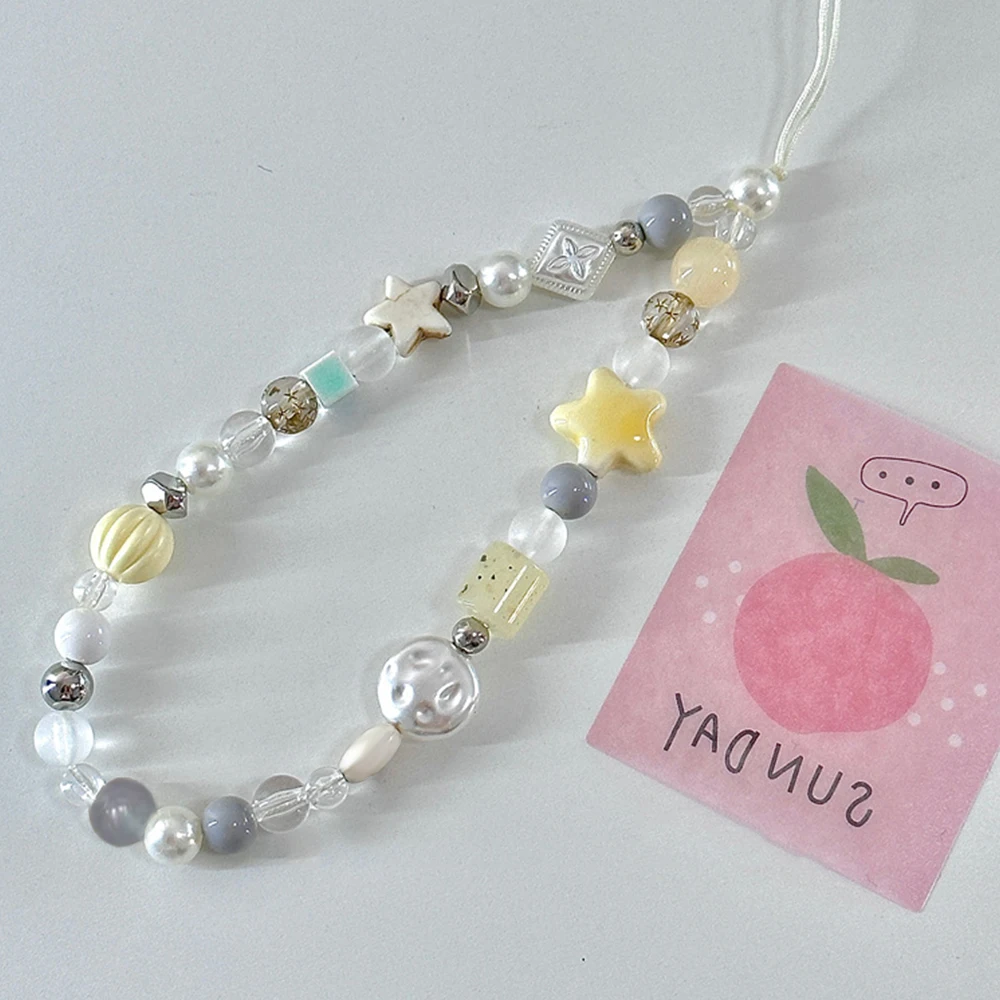 

Корейская Милая жемчужная цепочка Y2K с жемчужными бусинами желтого цвета для телефона iPhone CCD камера подвесная веревка не потерянный шнурок подвесные ювелирные изделия