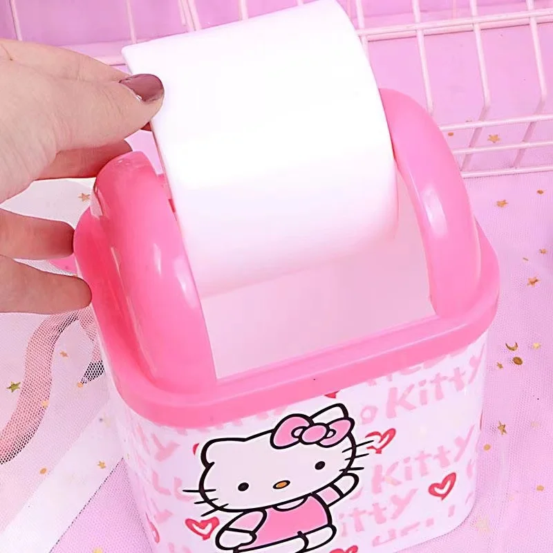 Sanrio Trash Can Hello Kitty Kawaii Cute Cartoon Anime Office Living Room Desktop Small Size Trash Storage Toys Girls Gifts