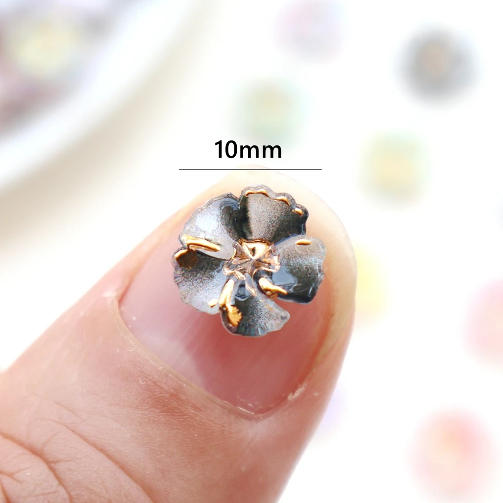 30pcs Mini Resin Flower Cabochons - Iridescent Flatback Charms - DIY Scrapbooking, Jewelry Making, Phone Case & Nail Art Decor