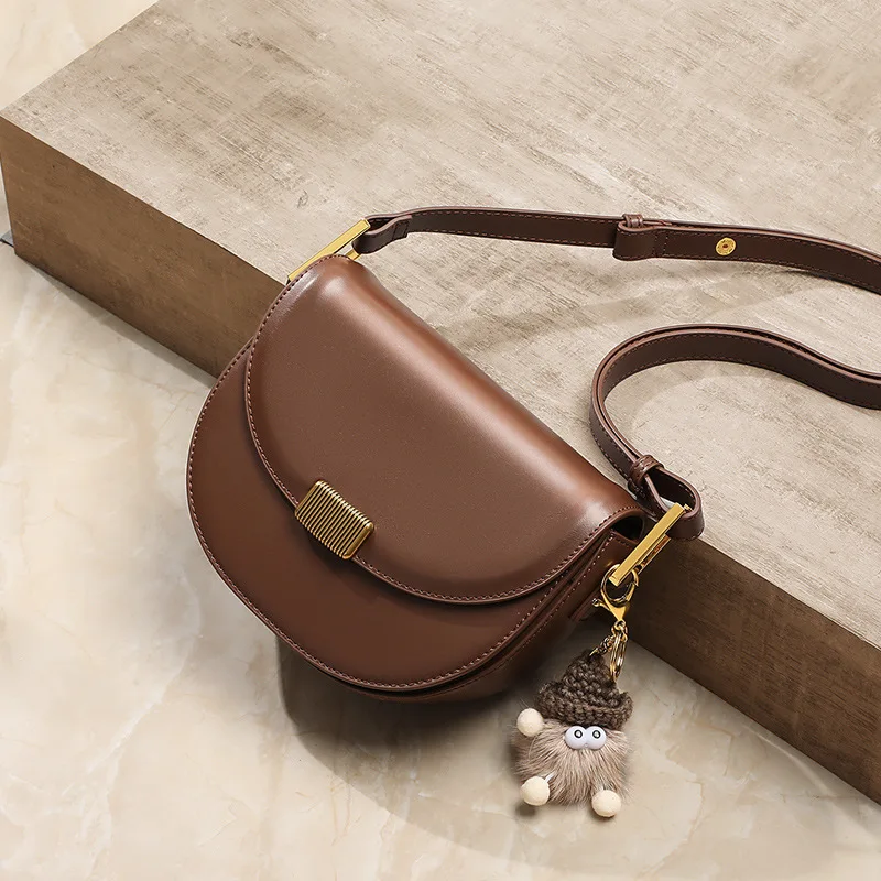 2024 New Women'S Saddle Bag Crossbody Bag Genuine Leather  Underarm Bag Luxury Single Shoulder Bag