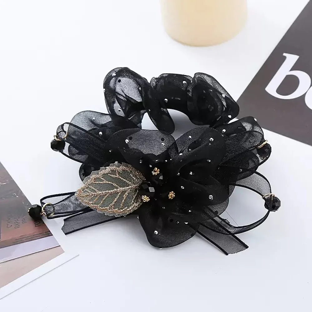 Blumen-Haargummis, modische und hochwertige Haargummis für den Dickdarm, Perlen-Haargummi, Accesorios Para El Cabello, Haar-Accessoires