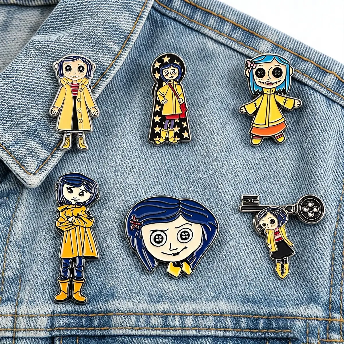 6Pcs/Set Horror Movie Ghost Mom Enamel Brooch Backpack Lapel Metal Badge Clothing Jewelry Accessories Halloween Gift For Friends