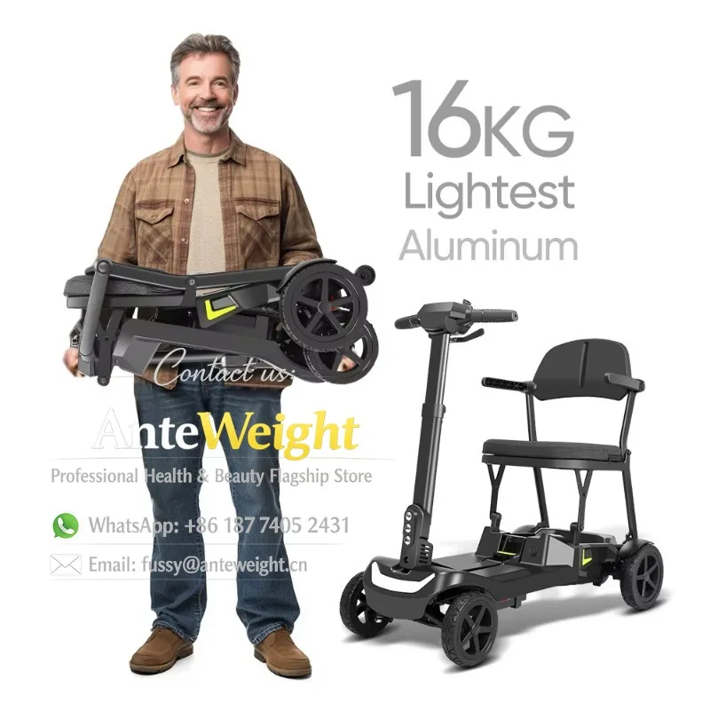 Portable Ultra Lightweight Long Range Brushless Motor Electric Mobility Scooter Foldable Mobility Scooter for Outdoor Travel