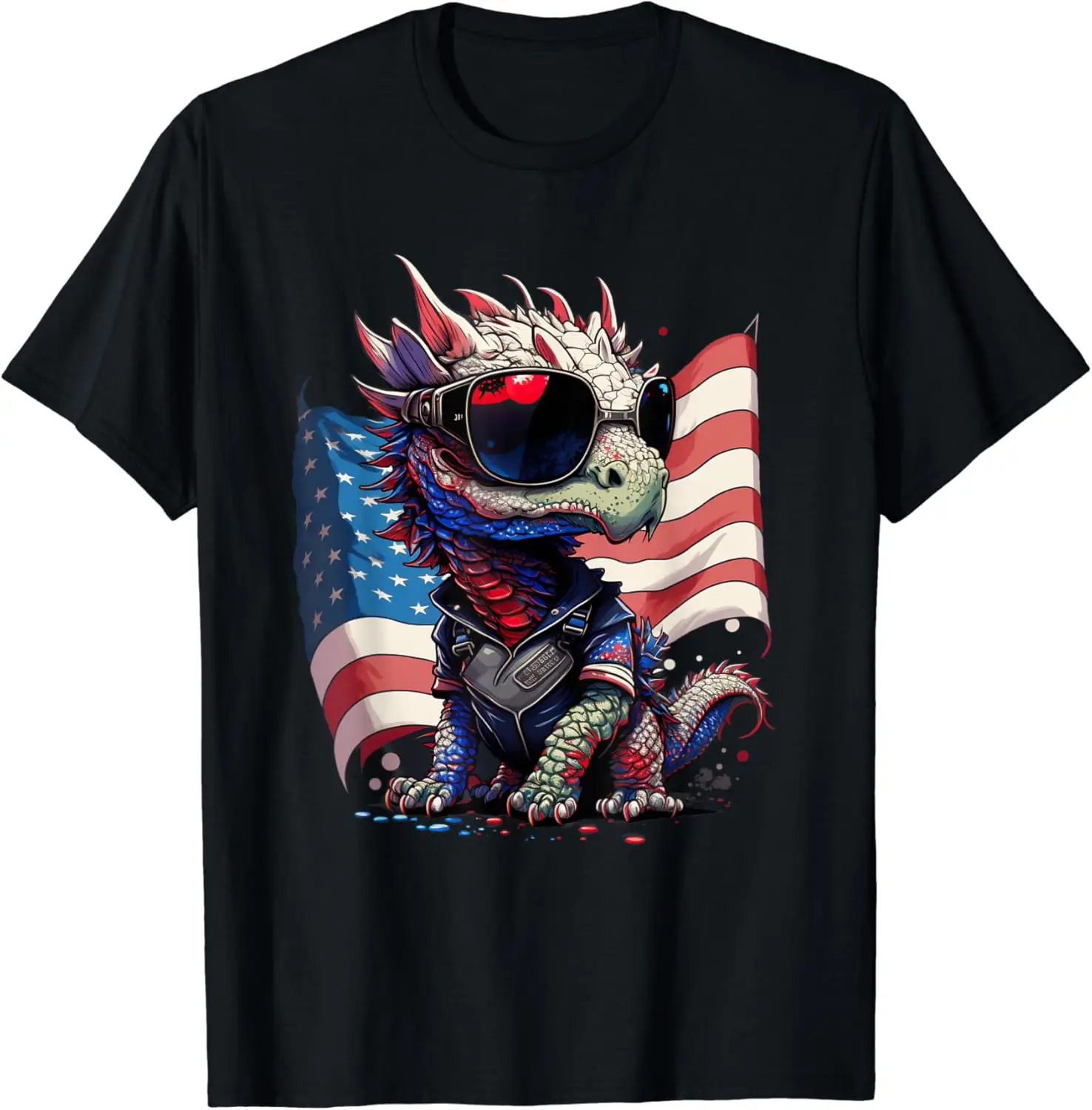 4th of July Patriotic Dragon US Flag T-Shirt