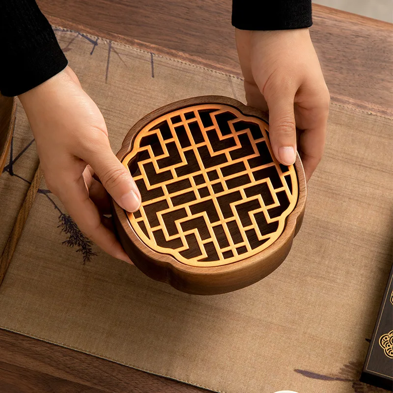 Walnut wood light luxury high-end coffee tray small tea set accessories water storage dry brewing table household tea tray