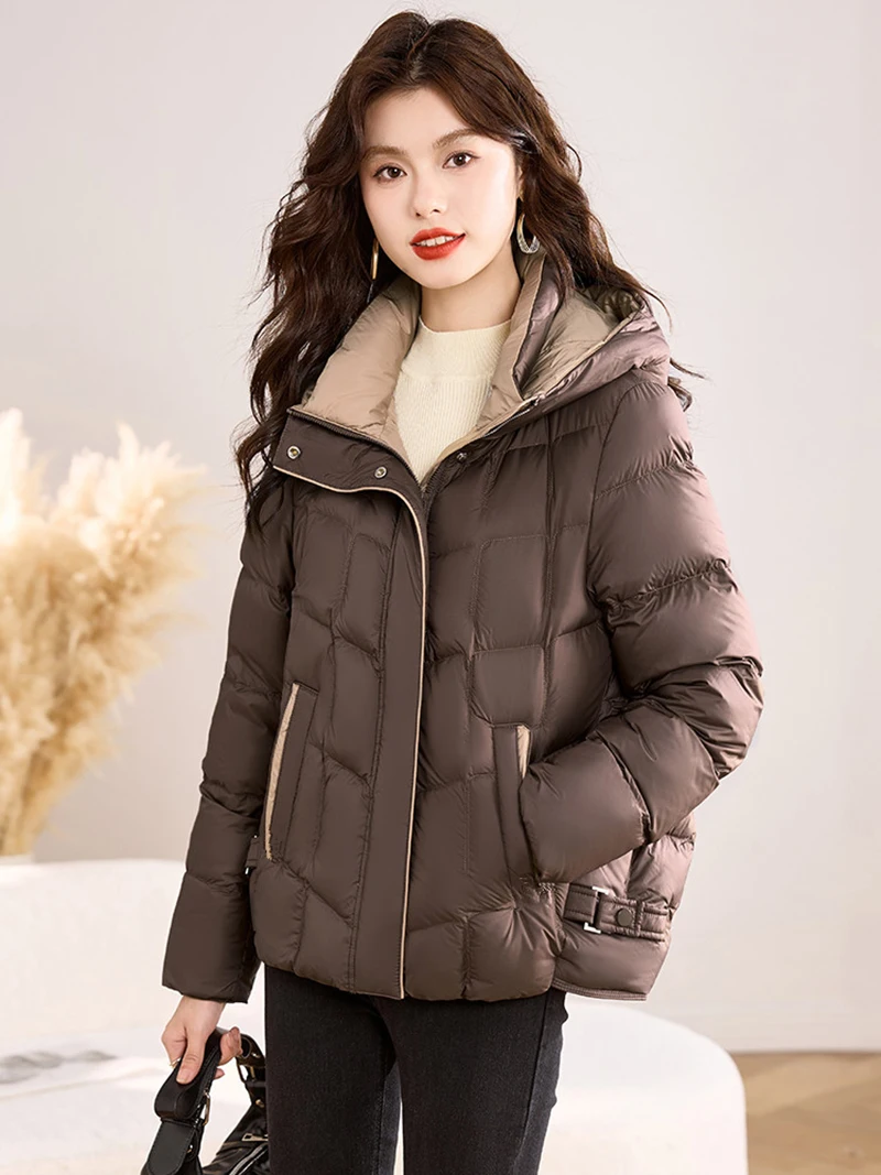 

Women's Hooded Cotton Jacket Winter 2025 New Long Sleeved Warm Quilted Coat Retro Solid Color Loose Zipper Padded Clothes