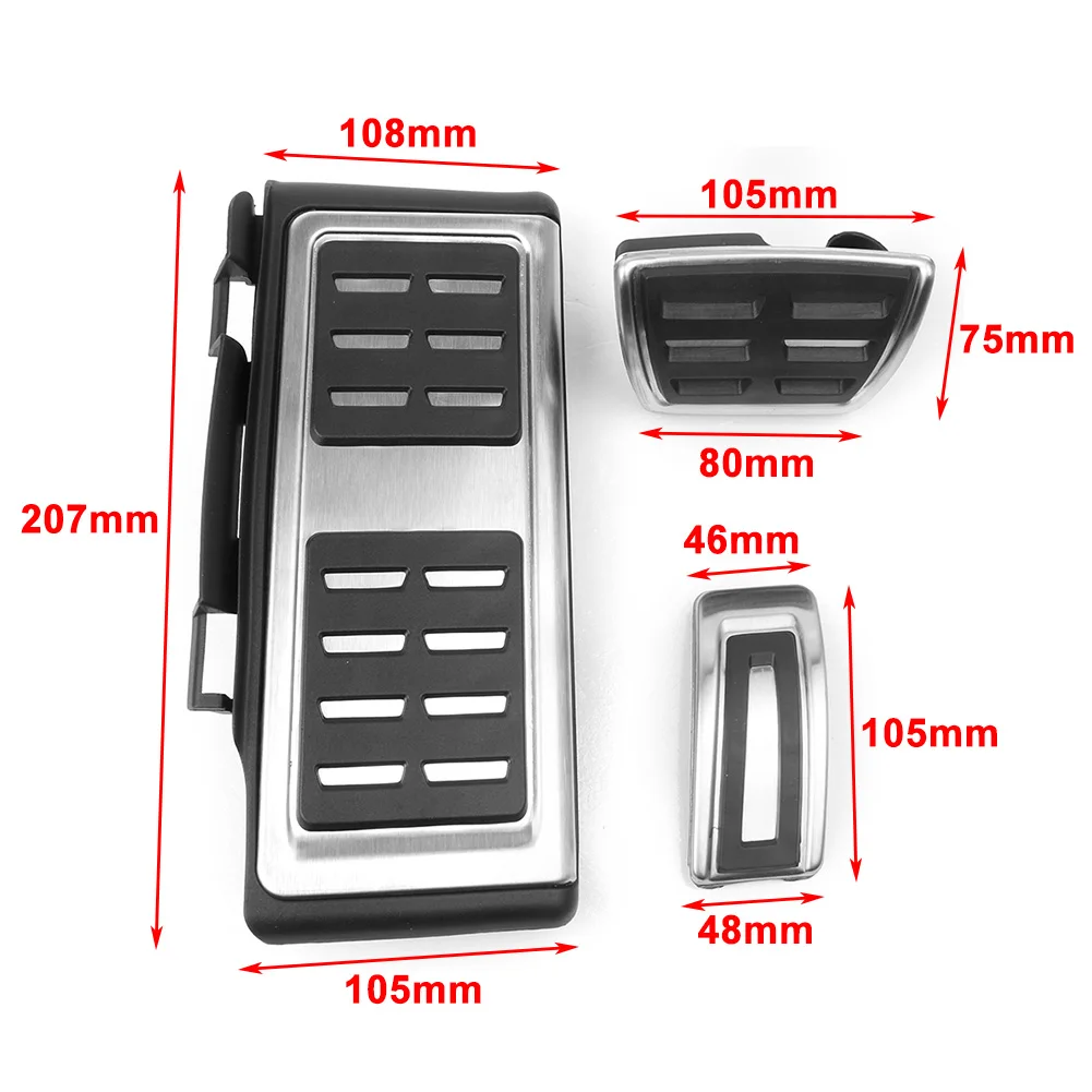 3Pcs Car Foot Pedal Rest Gas Brake Pedal Cover Set For VW Golf Jetta Touran For Audi For Skoda Kodiaq Octavia For SEAT LHD ONLY