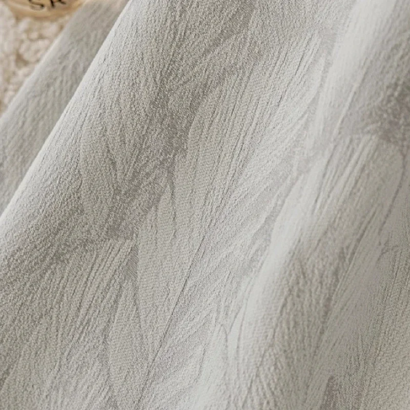 

Off-white Plant Embossed Jacquard Thickened Chenille Curtains For Bedroom Living Room Custom Villa Finished Product