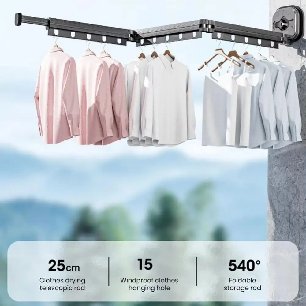 Wall Mounted Retractable Clothes Hanger Space Saving Large Bearing Capacity Extendable Laundry Drying Rack 59/92/126cm