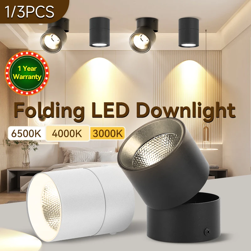 Led Downlight Spotlights Foldable Light 220V 10W 15W Surface Mounted Lamp for Home Living Room Bedroom Store Lamps Decor Lights