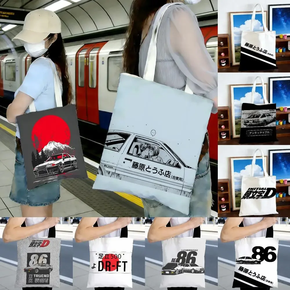 D racing anime I-Initial D Storage Bags Printed Series Shoulder Bag Portable Daily Lightweight Tote Bag