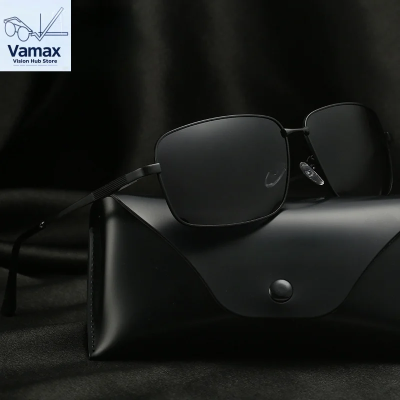 

VAMAX Men's Polarized Square Sunglasses UV Protection Classic Driving Metal Frame