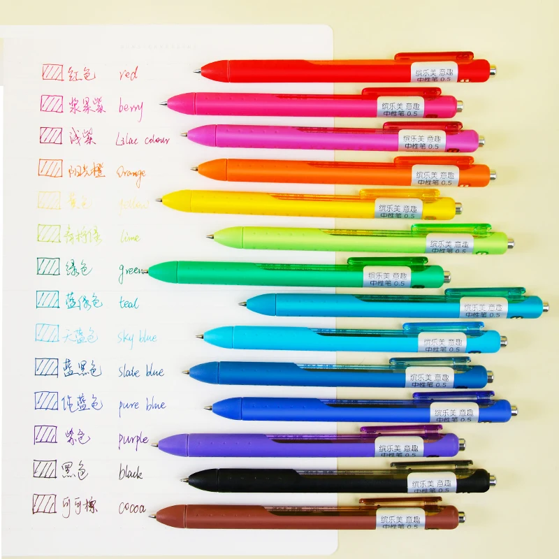 US Paper Mate P1 Retractable Gel Pen Rainbow Colored Fountain Pen 0.5mm Quick Dry Candy Color Stationery for School Supplies