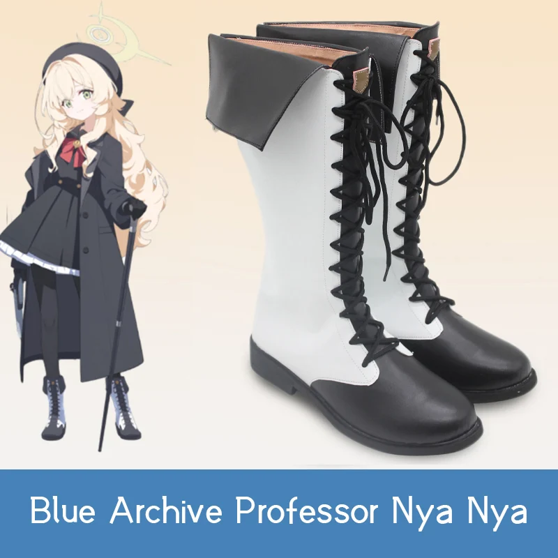 Pro Nyanya Cosplay Prop Shoes Game Blue Archive mid-calf Lace up boot Customised Accessory Shoes