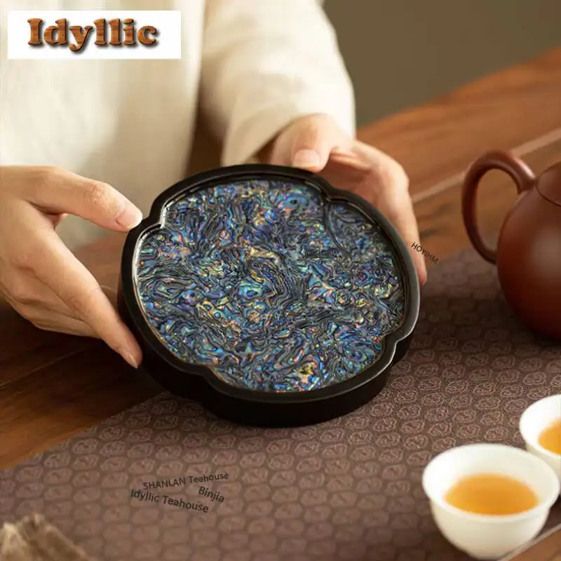 Mother-of-pearl Streamer Begonia Coasters Zen Non-slip Coasters For Coffee Cups Saucer Heat Insulation Placemats Teacup Base Set
