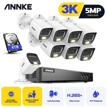 ANNKE 8CH 5MP Video Security System 5MP Lite H.265+ DVR Recorder Video CCTV Security Camera Kits Outdoor PIR Detection IP67