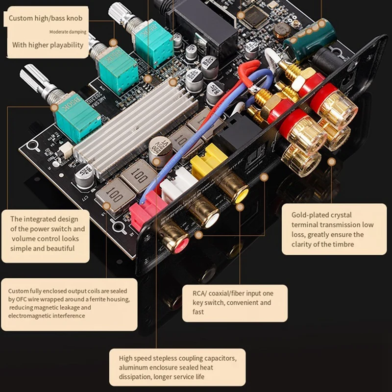 New M19 BT Mini Amplifier Stereo Bluetooth 5.3 Home Power Amplifier 200W Dual-Channel Audio Power Amplifier EU-PLUG