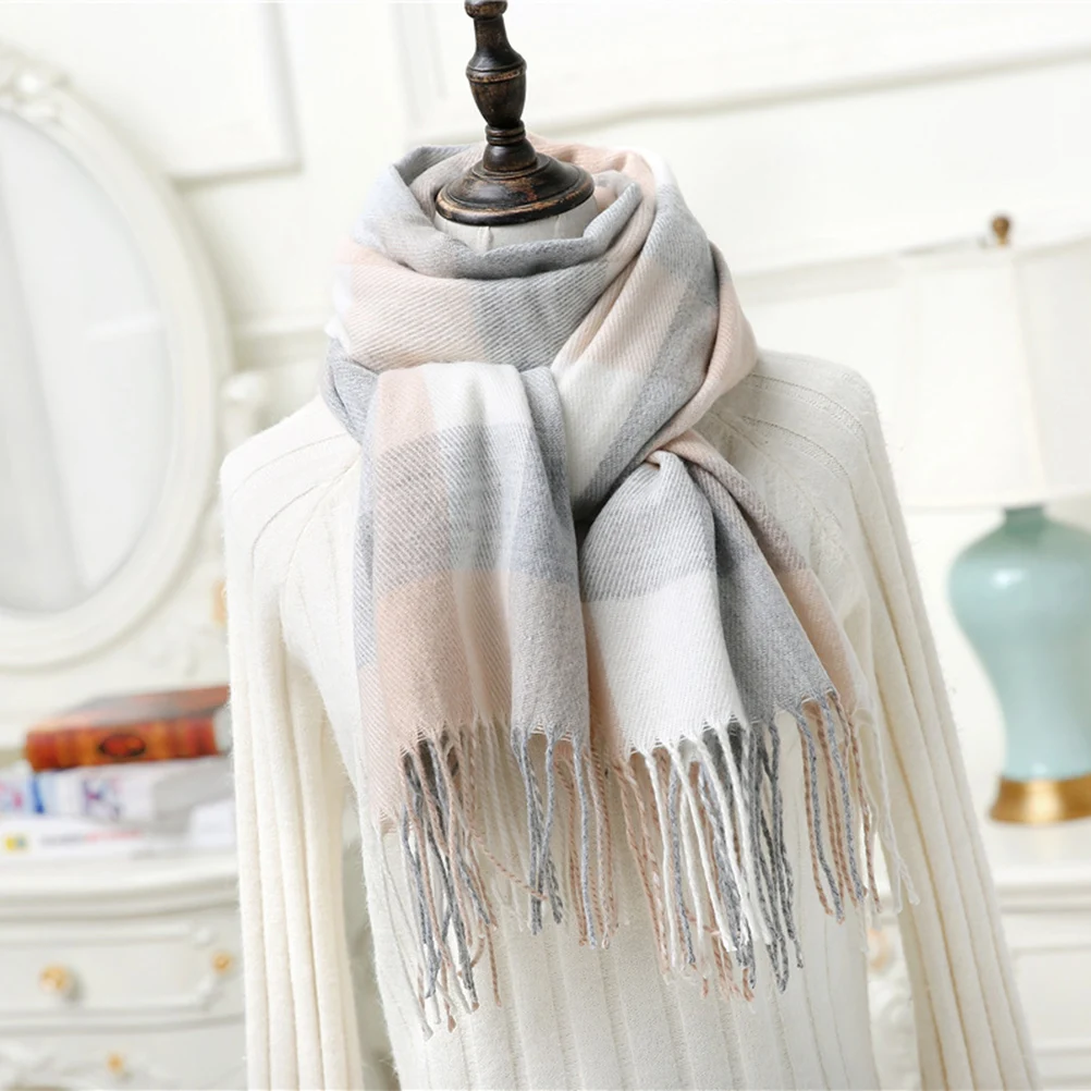 

Warm Shawl Winter Scarf Soft Comfortable Fashion Premium Material Long Cashmere Lattice Tassel Beautiful Color Stylish Outdoor