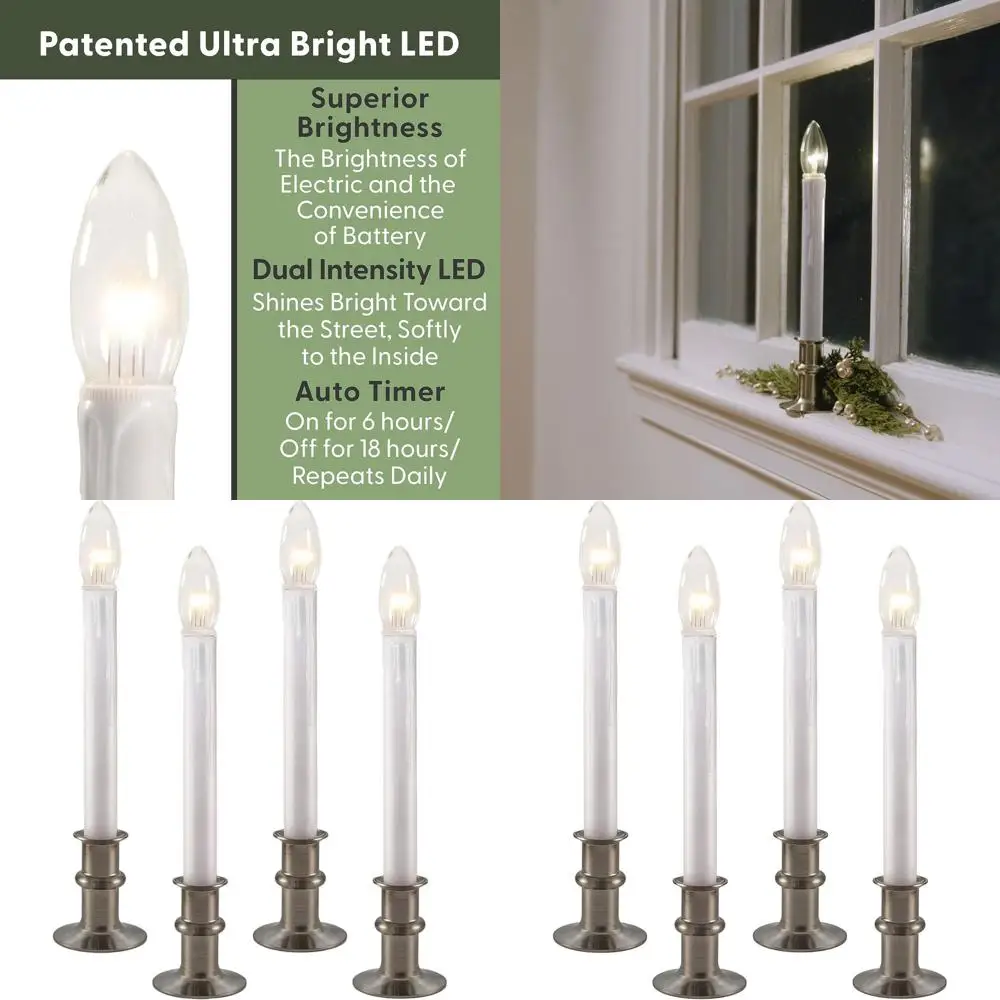 

Ультраяркие светодиодные свечи для окон с таймером, на батарейках, с металлическим основанием, белые подсвечники, регулируемая высота (комплект из 4 шт.), Brus