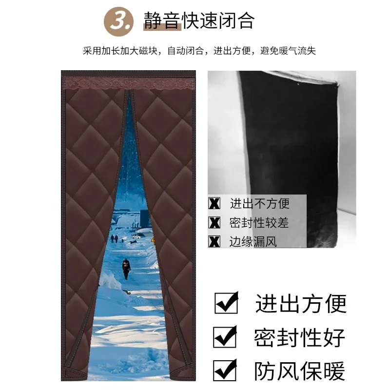 Winter Anti Cold Insulating Curtains for Front Door Magnetic Warm Insulated Thermal Door Curtain for Bedroom Supermarket Drapes