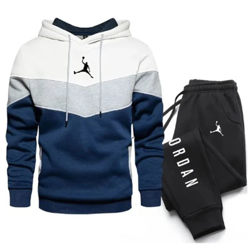 2024 New men\'s fashion casual sportswear outdoor fitness jogging hoodie set sports luxury hoodie + pants suit clothing