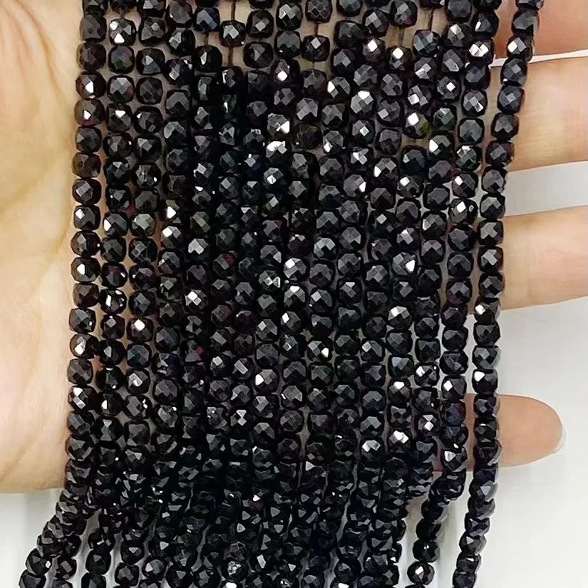 Natural black spinel Cut Corner Loose Beads Jewelry Making DIY Bracelet Necklace 38cm Accessories Manufacturer Wholesale