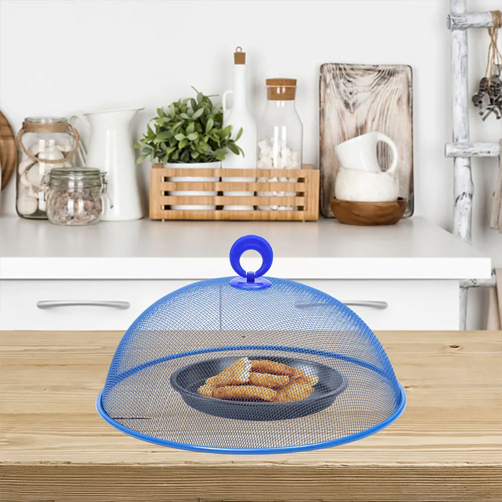 

2pcs Wrought Cover Food Tent 28cm Blue Mesh Dome Tent Outdoor Kitchen Mesh Food Covers For Outdoors Barware Set Insect Proof