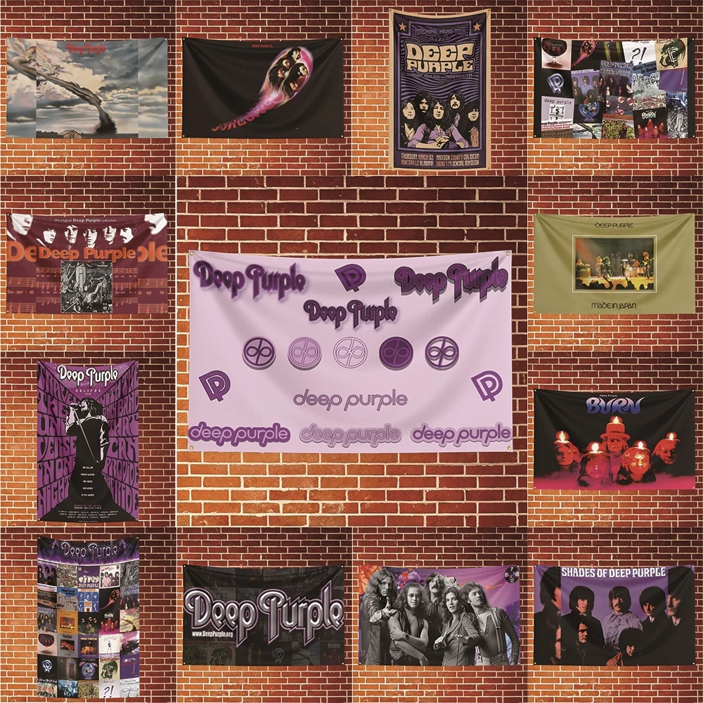 Deep Purple Music Flag Banner For Fan Cave Watch Party Tailgate Gathering Indoor Outdoor Backyard Home Festival Ornament Supply
