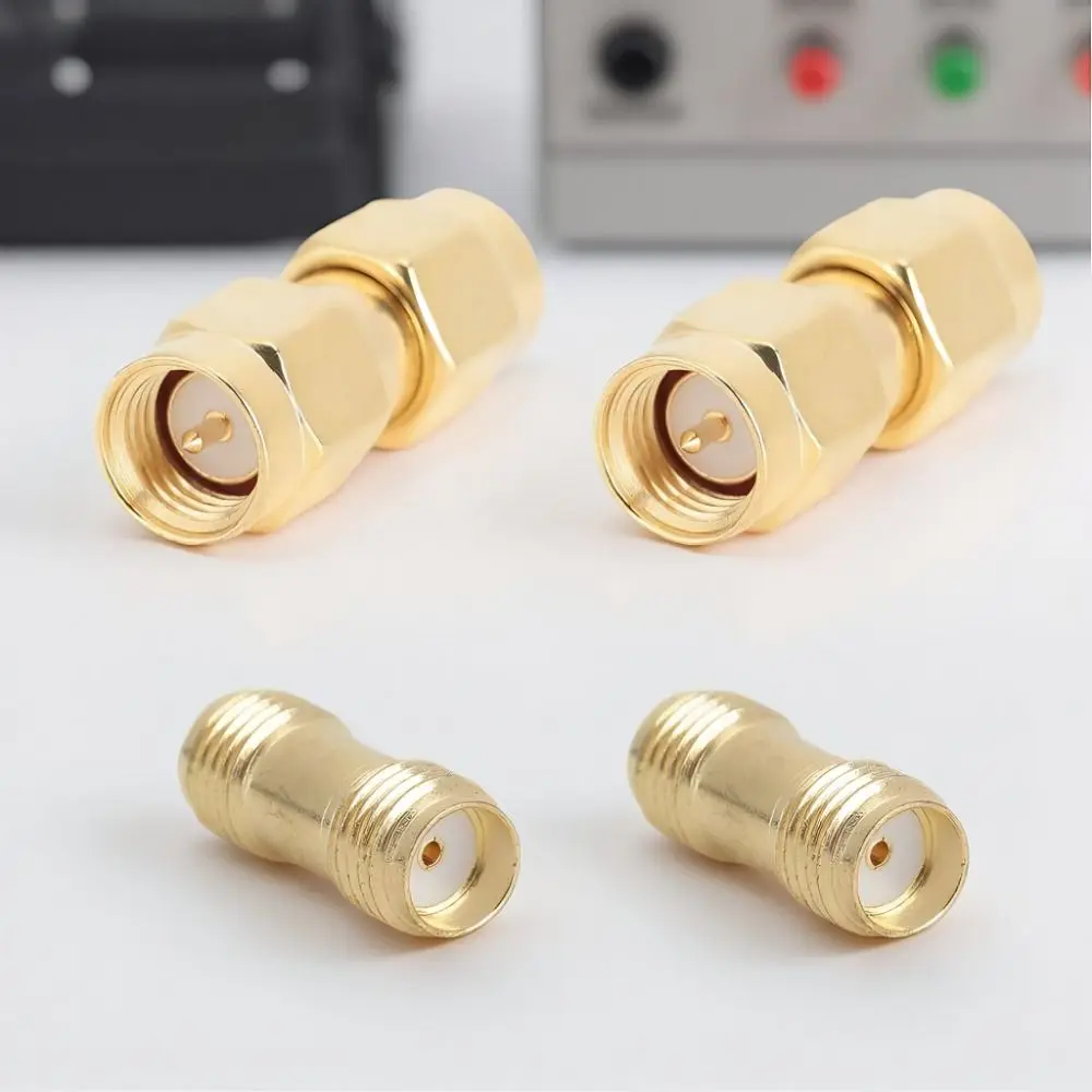 4PCS Golden 2PCS SMA Male to Male Adapter Double Pass Connector Male Female Connector Double Pass Adapter