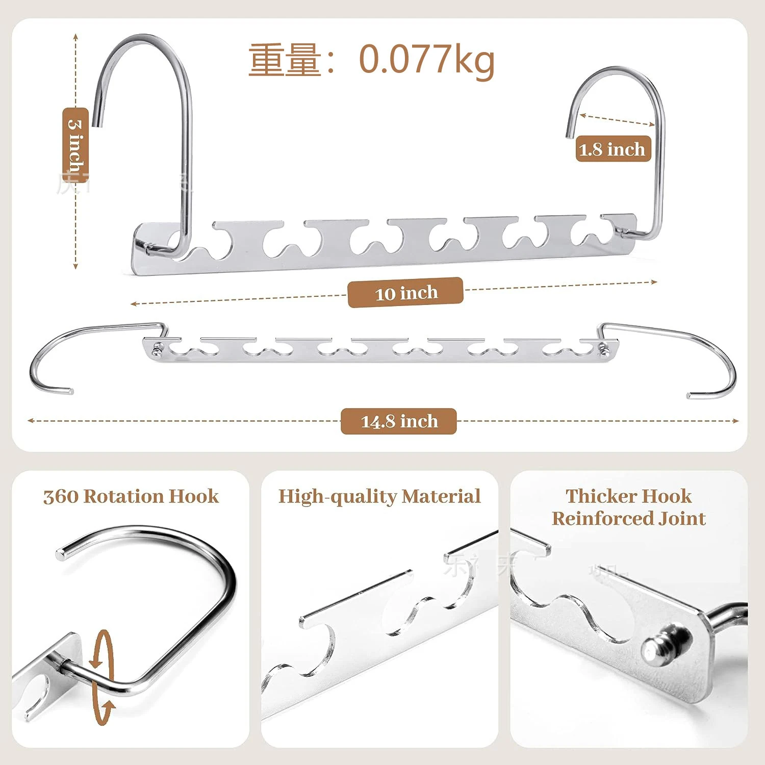 Space Saving Hangers for Clothes, Heavy Duty Hanger Organizer | 30 Lbs Capacity |, Metal Magic Hanger, Sturdy Multi Hangers, Clo