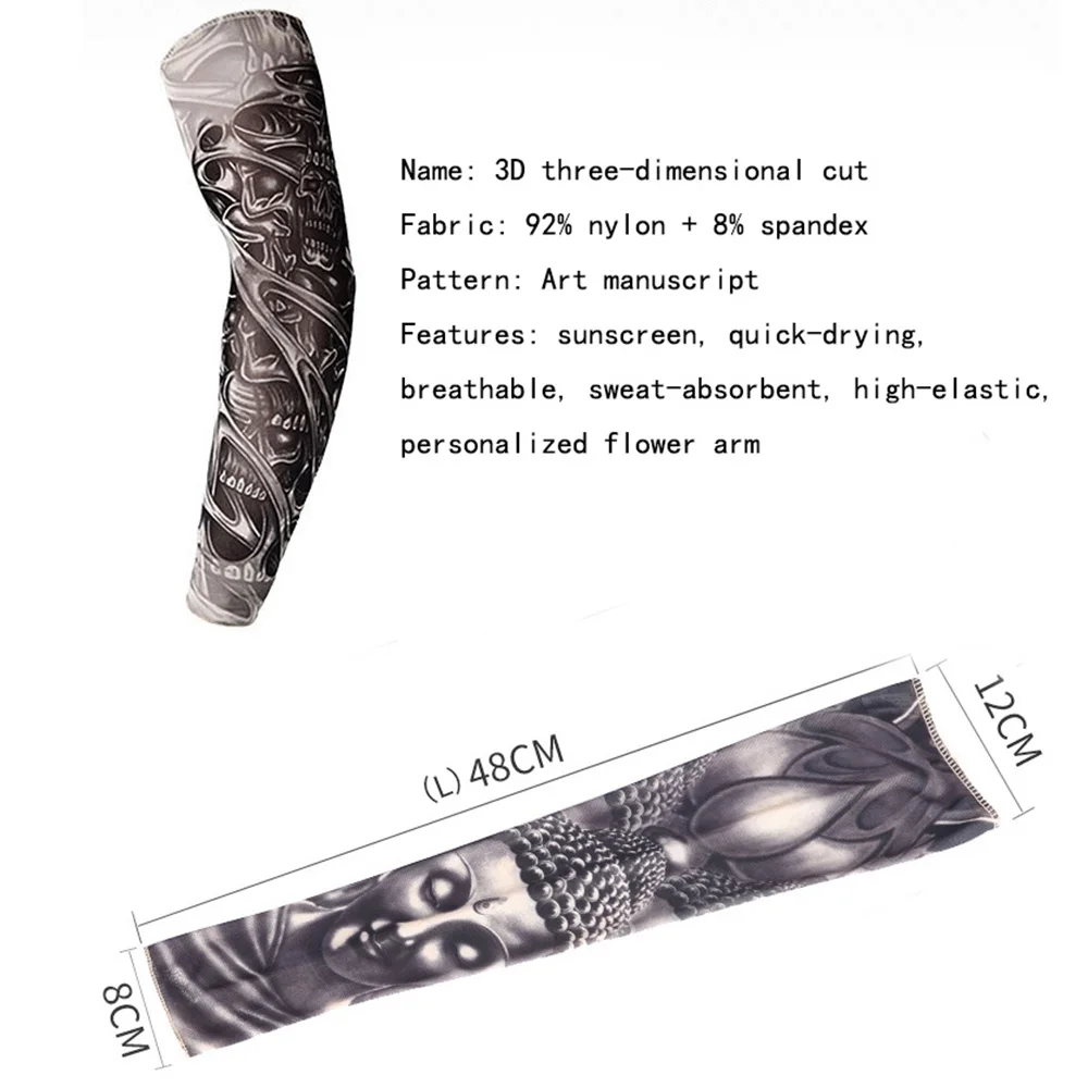 1PC Tattoo Sleeve Man Woman Fake Tattoo Arm Warmers Elastic UV Protection Cool Printed Sun-proof Unisex Punk Fashion Sleeve