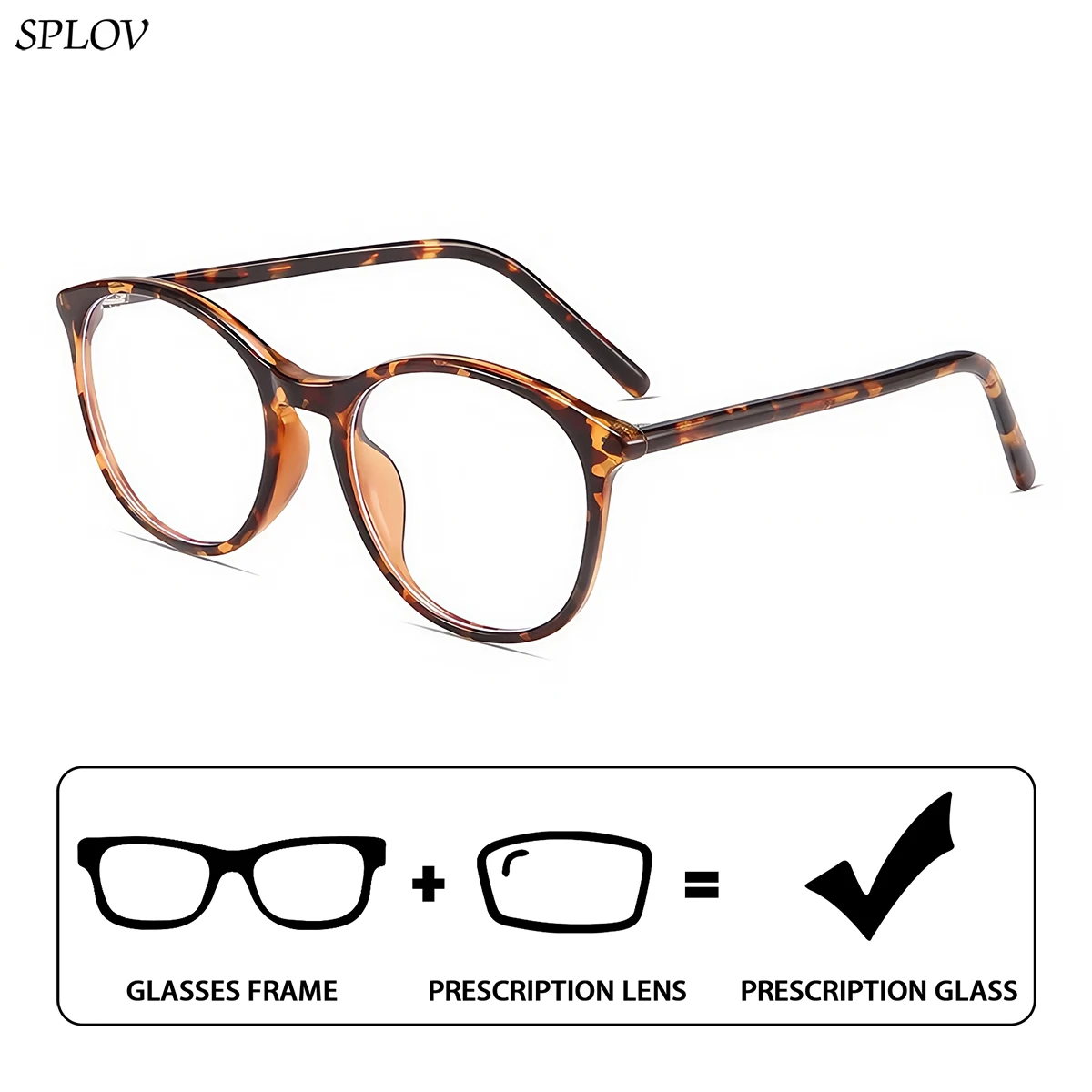 SPLOV Men's and Women's TR90 Lightweight Prescription Glasses Durable Anti Blue Light Myopia Glasses for Men and Women