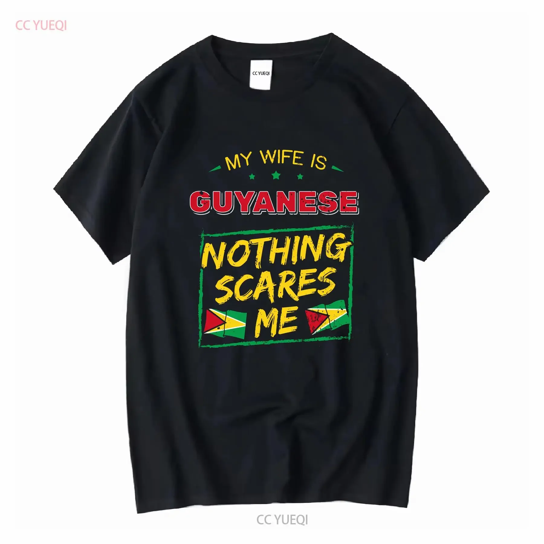 My Wife Is Guyanese Nothing Scares Me T Shirt Flag Of Guyana Design Anniversary For Husband Funny Marriage vintage Washed Soft
