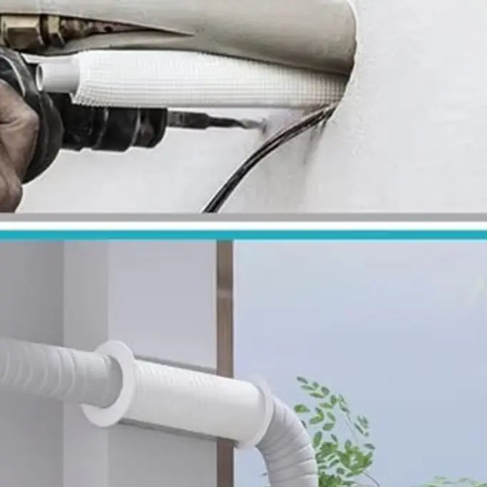 White Plastic Through-Wall Pipe Sleeve For Air Conditioner Drain Pipe And Wire Protection Easy Install Hole Cover 20.6cm