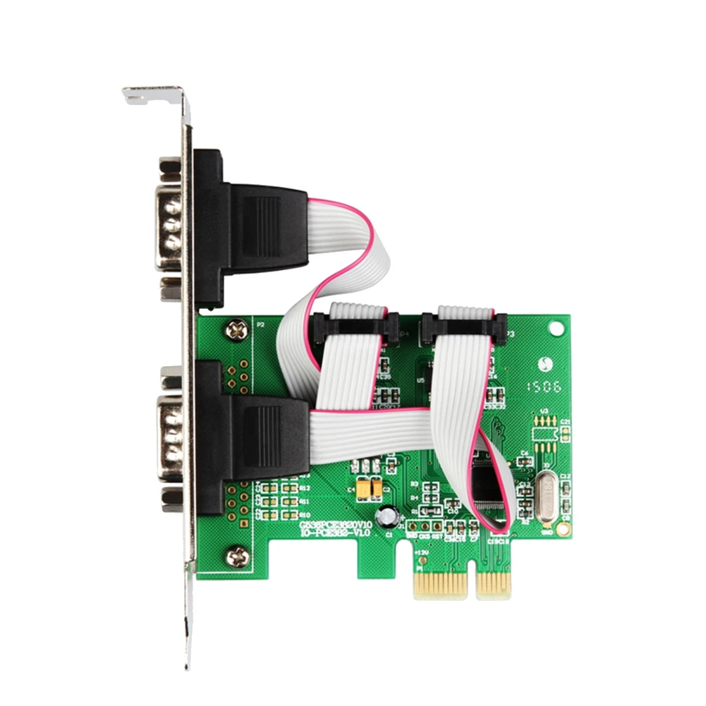 Tarjeta controladora PCI Express 2 puertos serie RS232 Com Db9 Chip PCI-E 1,0 x 1 WCH382 con soporte de perfil bajo