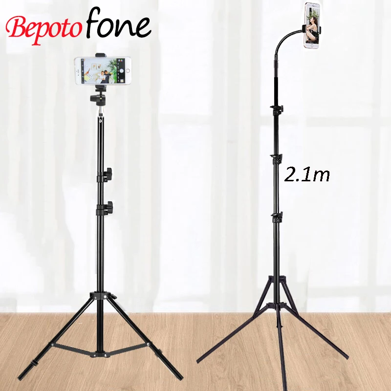 1.2/1.6/2.1m Portable Aluminum Phone DSL Camera live tripod stand Mount Digital Camera Tripod Support LED Ring light for iPhone