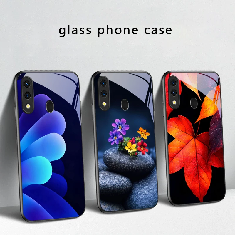Small pebble flowers For Samsung Galaxy A30 A31 A32 A33 A34 A35 A42 A30s A20 A25 A26 A51 A56 A54 A72 A73 A70 Glass Phone Case