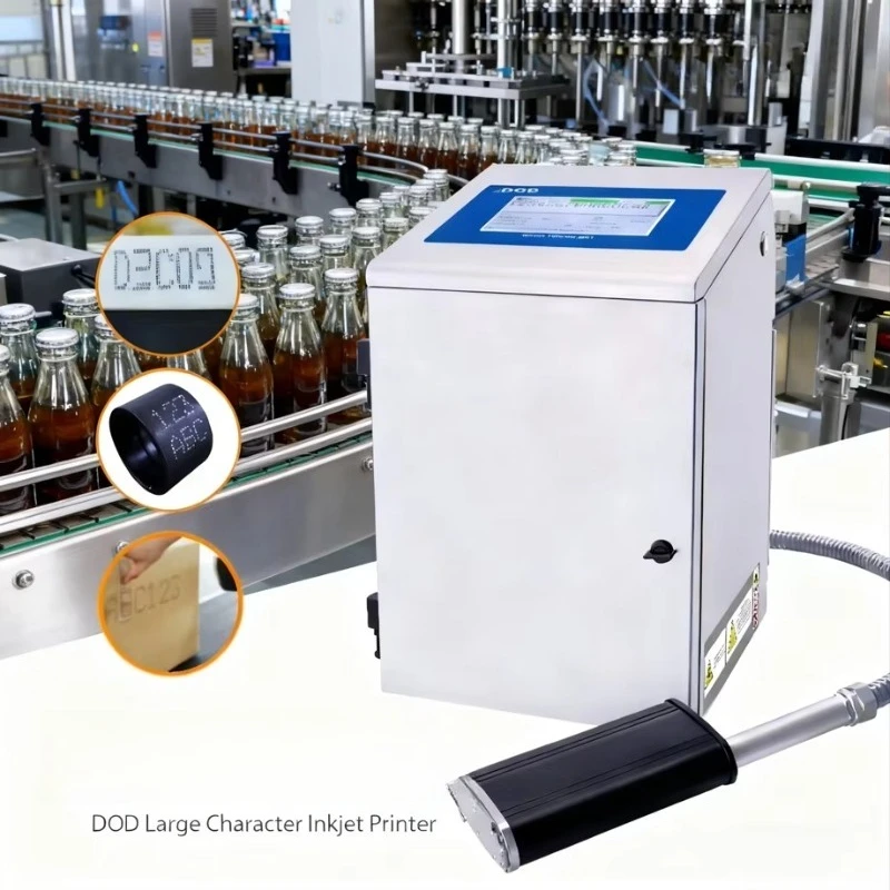DOD Large Character Inkjet Printers D100 16dots Clean Packet Date Dot Matrix Coding Machine for Metal Plastics Pipe Customized