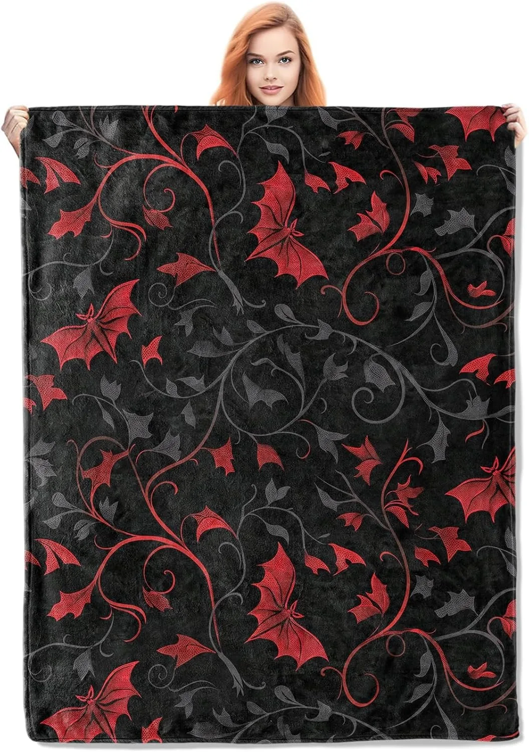 1PC Halloween Theme Throw Blanket Wild flowers Blood bats arts Thin Blanket Gifts for Couch Bed Car Home Camping all season use