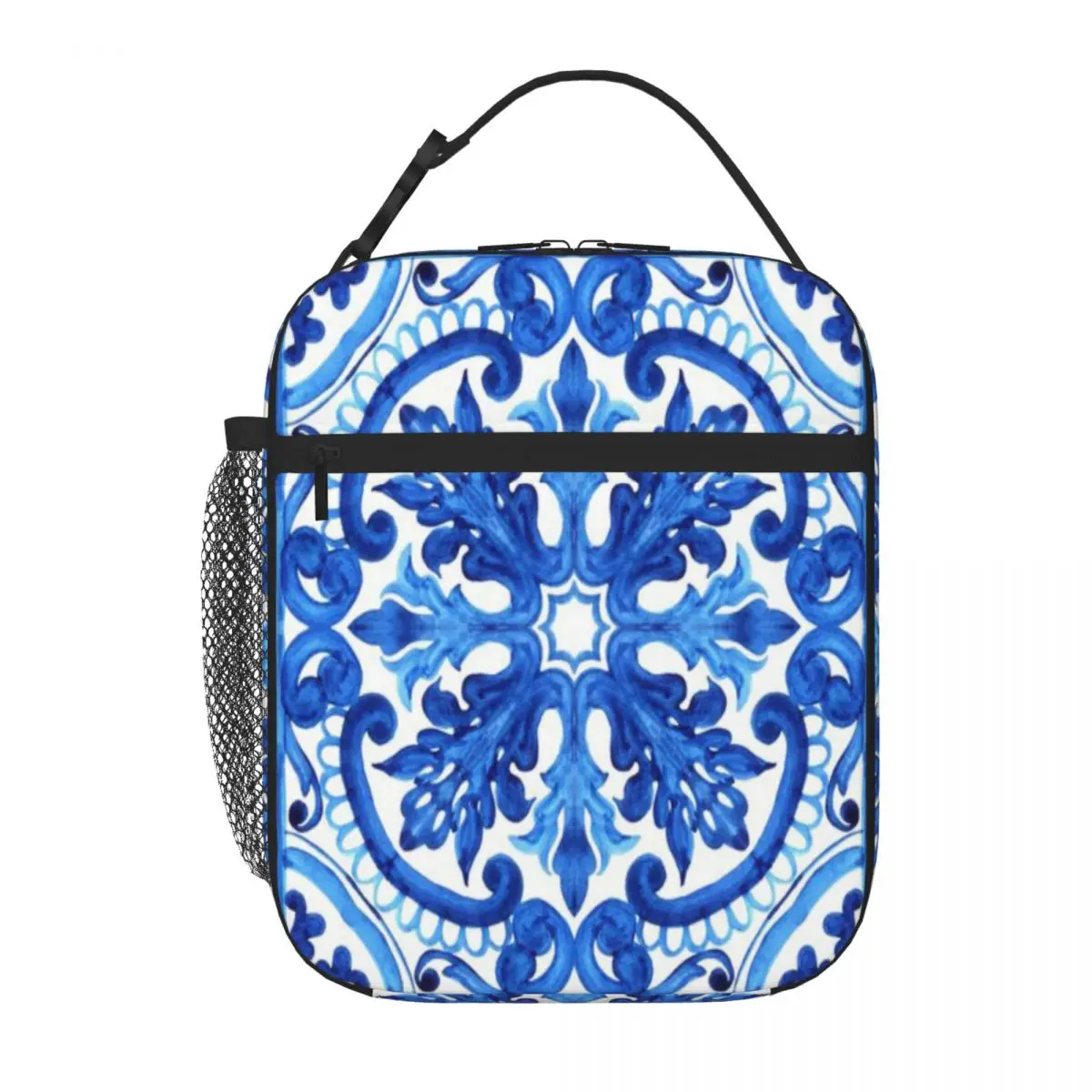Hot Sale Portuguese Azulejo Tiles Gorgeous Patterns Nautical Insulated Lunch Pouch Student Daily Travel Lunch Bag