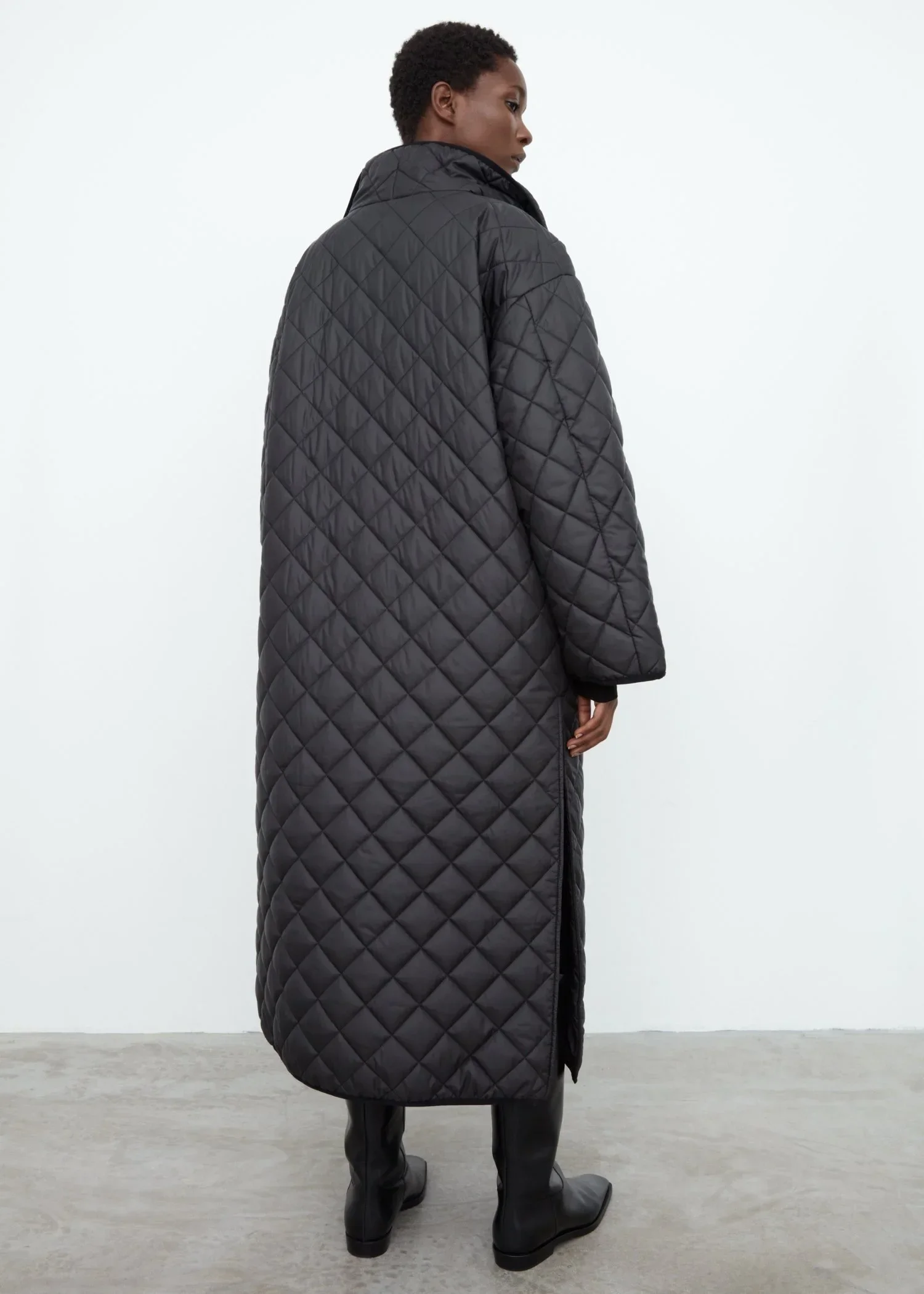 Totem* Winter New women coat Diamond checkered loose silhouette medium length cotton jacket Fashion classics